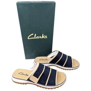 Clarks Women’s Halley SMU Navy Slide Sandals Size 8 M  New in Box